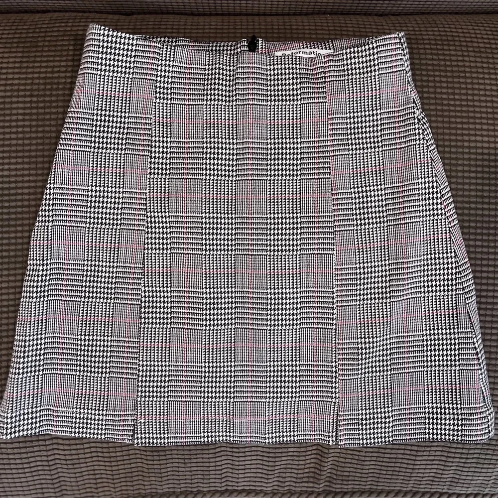 Reformation Glen Plaid Mini Skirt with Pink Accents
